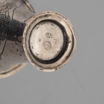 Bägare, 3 st, silver, bl a Sven Nyberg, Varberg 1769.