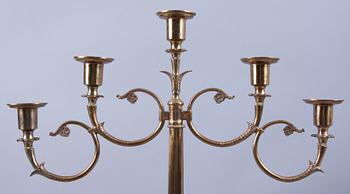 KANDELABER, mässing, empirstil.