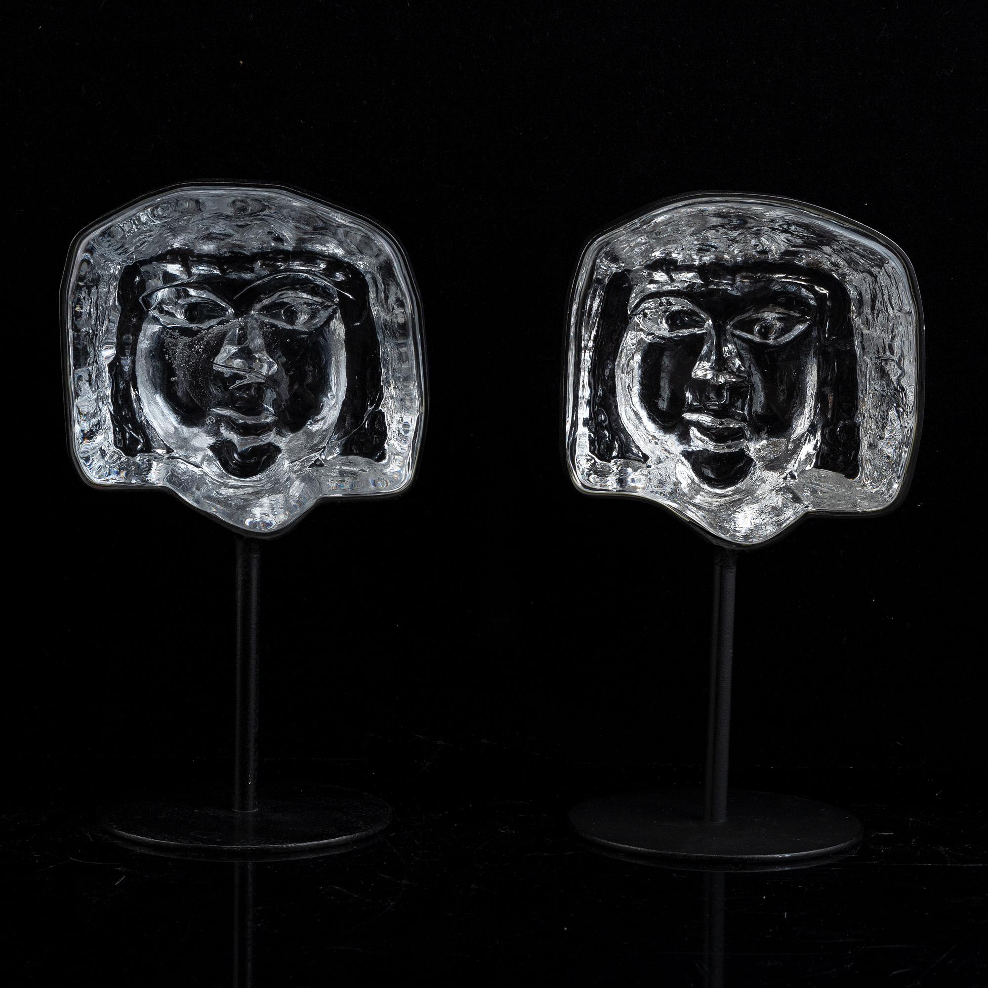 Erik Höglund, skulpturer, 2 st, glas, Boda.