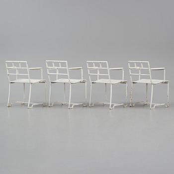 Carl Hörvik, a set of four garden chairs, possibly produced by Thulins vagnfabrik, Skillingaryd, Sweden.