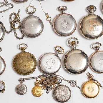 Collection of pocket watches, 63 pieces, "No reserve", various materials.