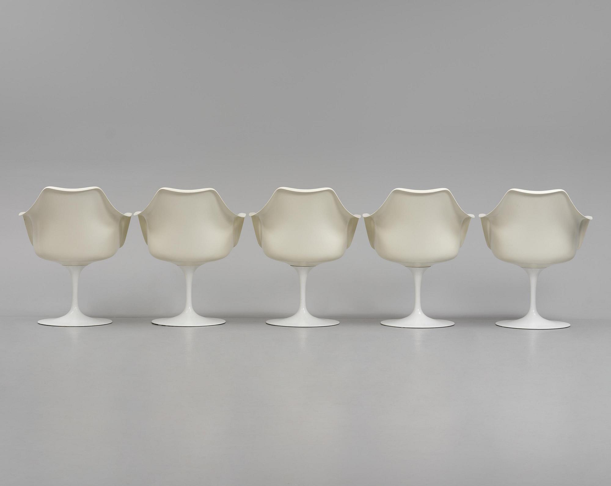 Eero Saarinen, stolar, fem stycken, "Tulip", Knoll International, 1960-70-tal.