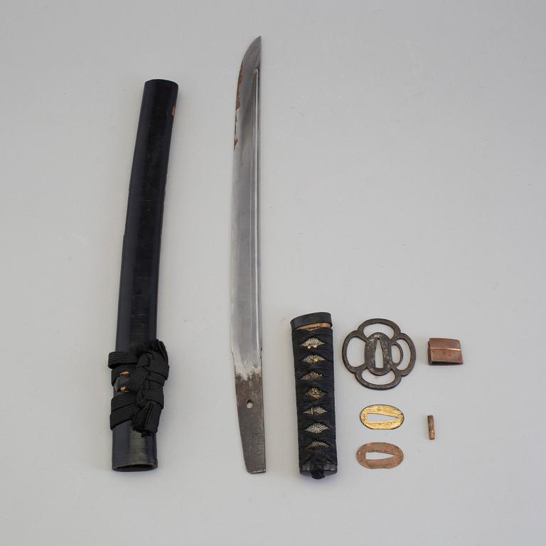 A Japanese Wakizashi marked Awataguchi, probably from the Edo period.