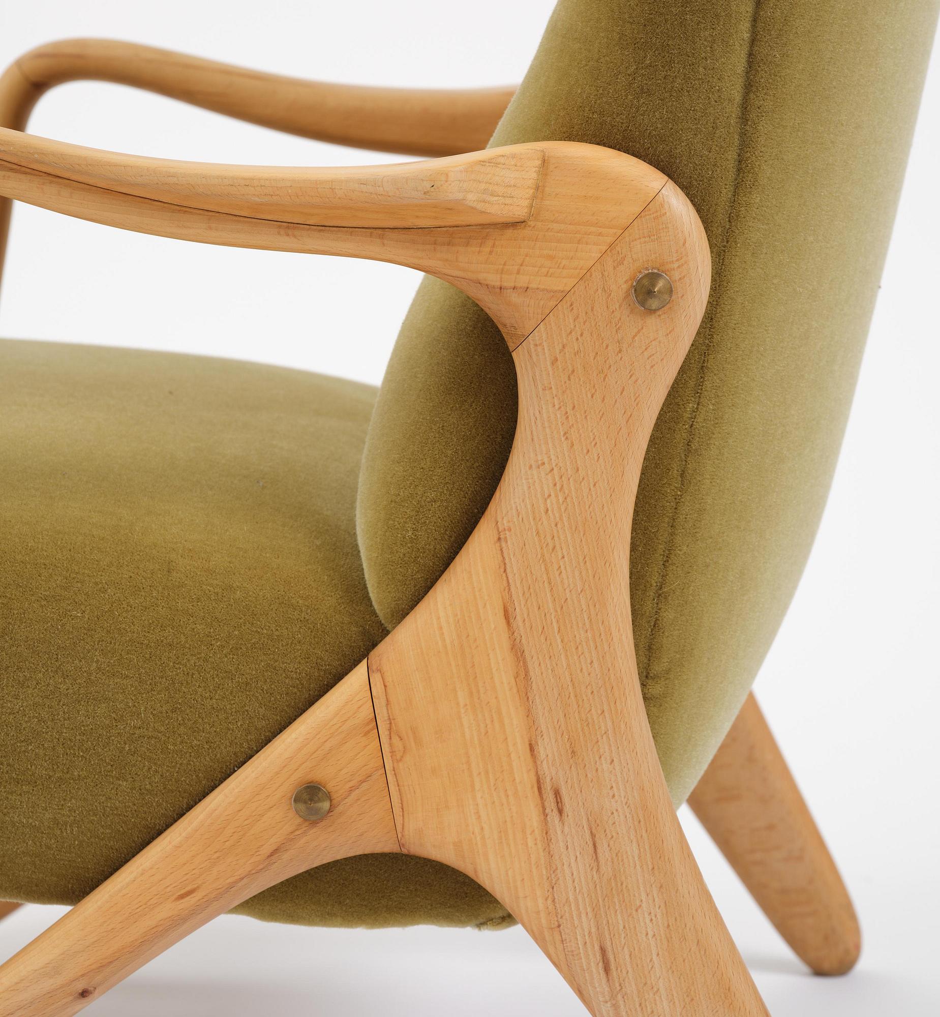 Jens Malling Pedersen, a rare "Pelican" high back easy chair, Dantos, Vejle, Denmark, 1950s.