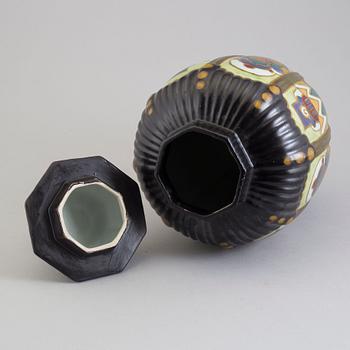 A ceramic lidded vase, Arnhem, Holland, 1930s.