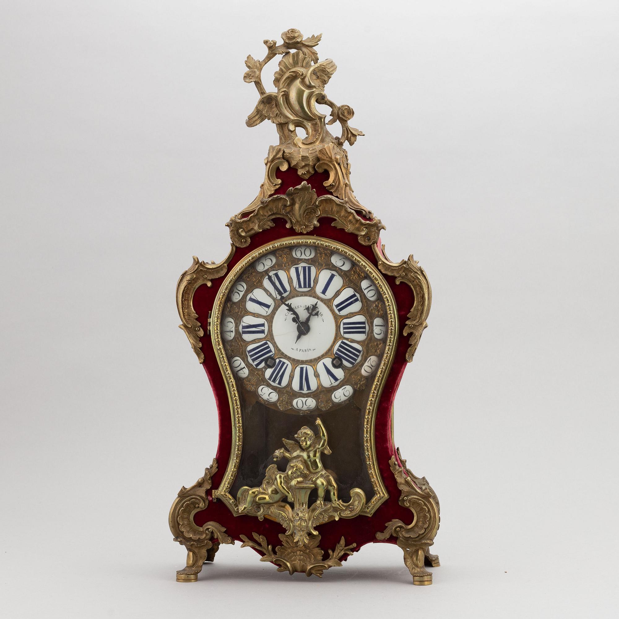 A Louis XV-style bracket clock, probably 19th century, dial and clockwork marked Charles Baltazar, Paris.