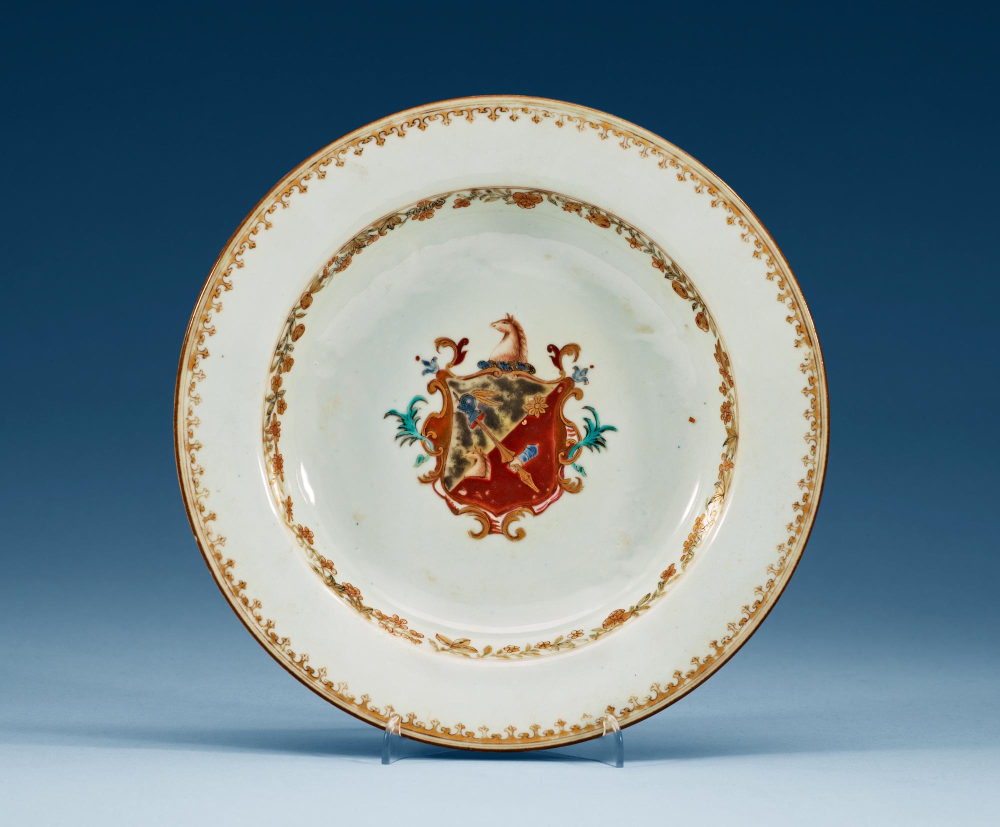 An armorial soup dish, Qing dynasty, Qianlong (1736-95).