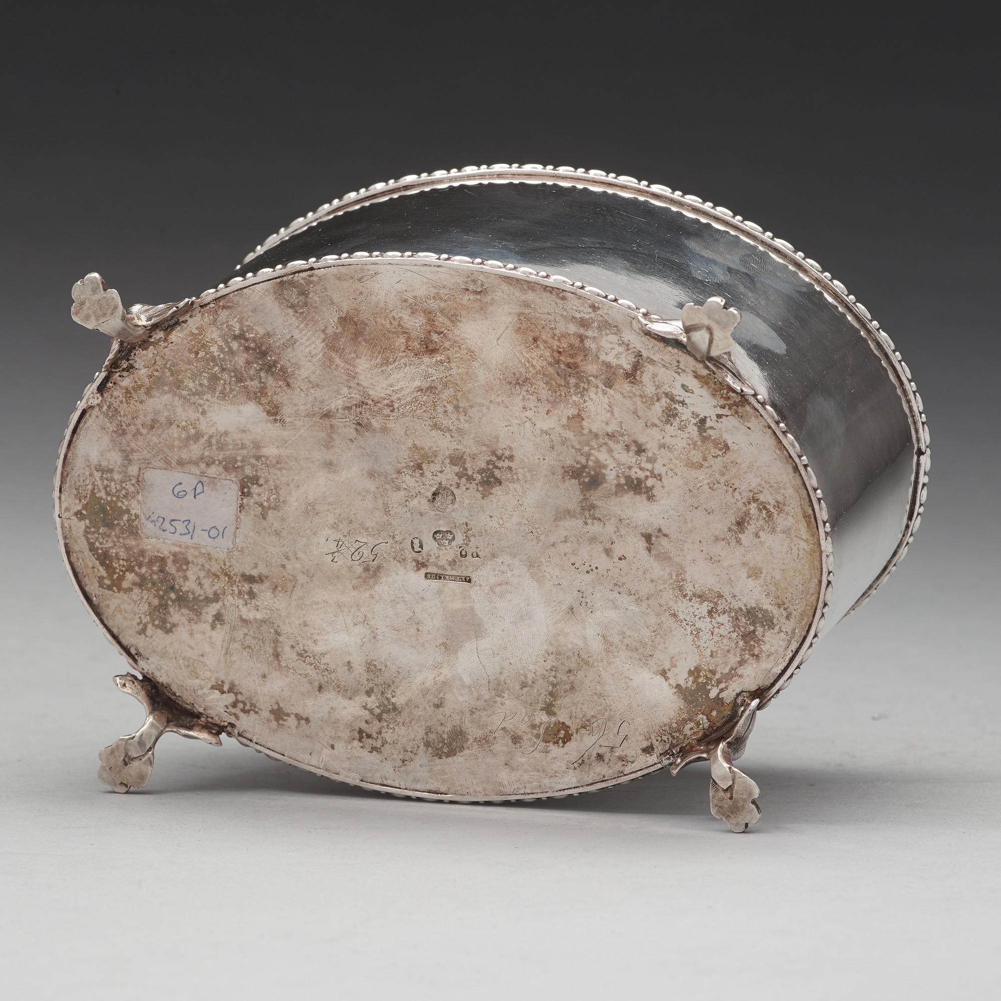 A Swedish 18th century silver sugar-casket, mark of Pehr Zethelius, Stockholm 1797.