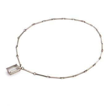 Wiwen Nilsson, Pendant, sterling silver with faceted rock crystal, Lund 1944.