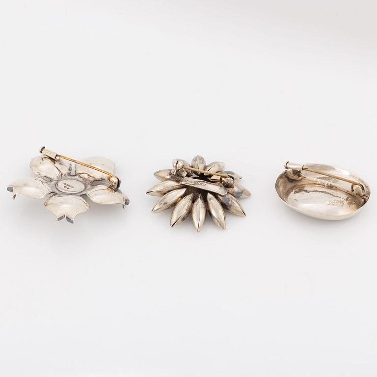 G Kaplan, broscher, 3 st, silver.