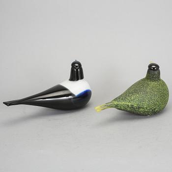 FIGURINER, 2 st, glas, Oiva Toikka, Nuutajärvi, signerade.