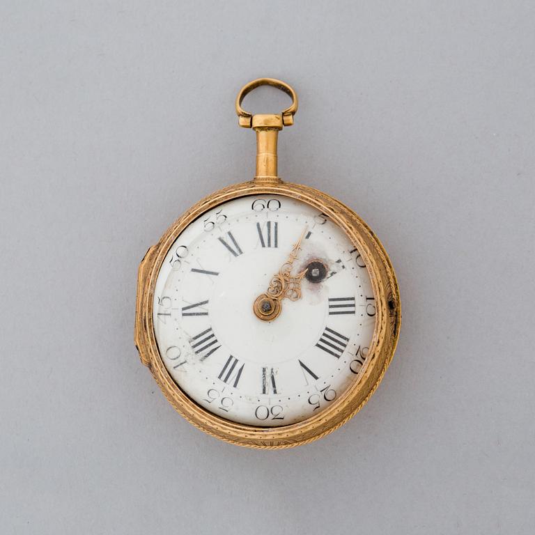 FICKUR, 18 k. Otydliga stämplar, 1800-talets första del. Vikt tot ca 44 g.