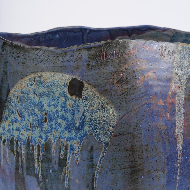 Eva Bengtsson, a stoneware floor vase, own studio, Frillesås, around the year 2000.