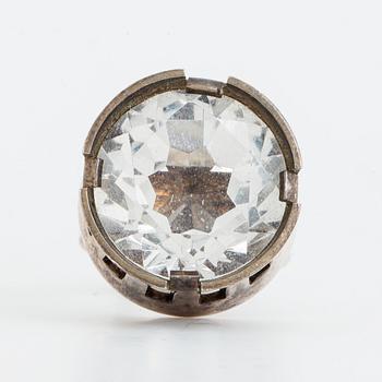 Ring and bangle, silver with rock crystal.