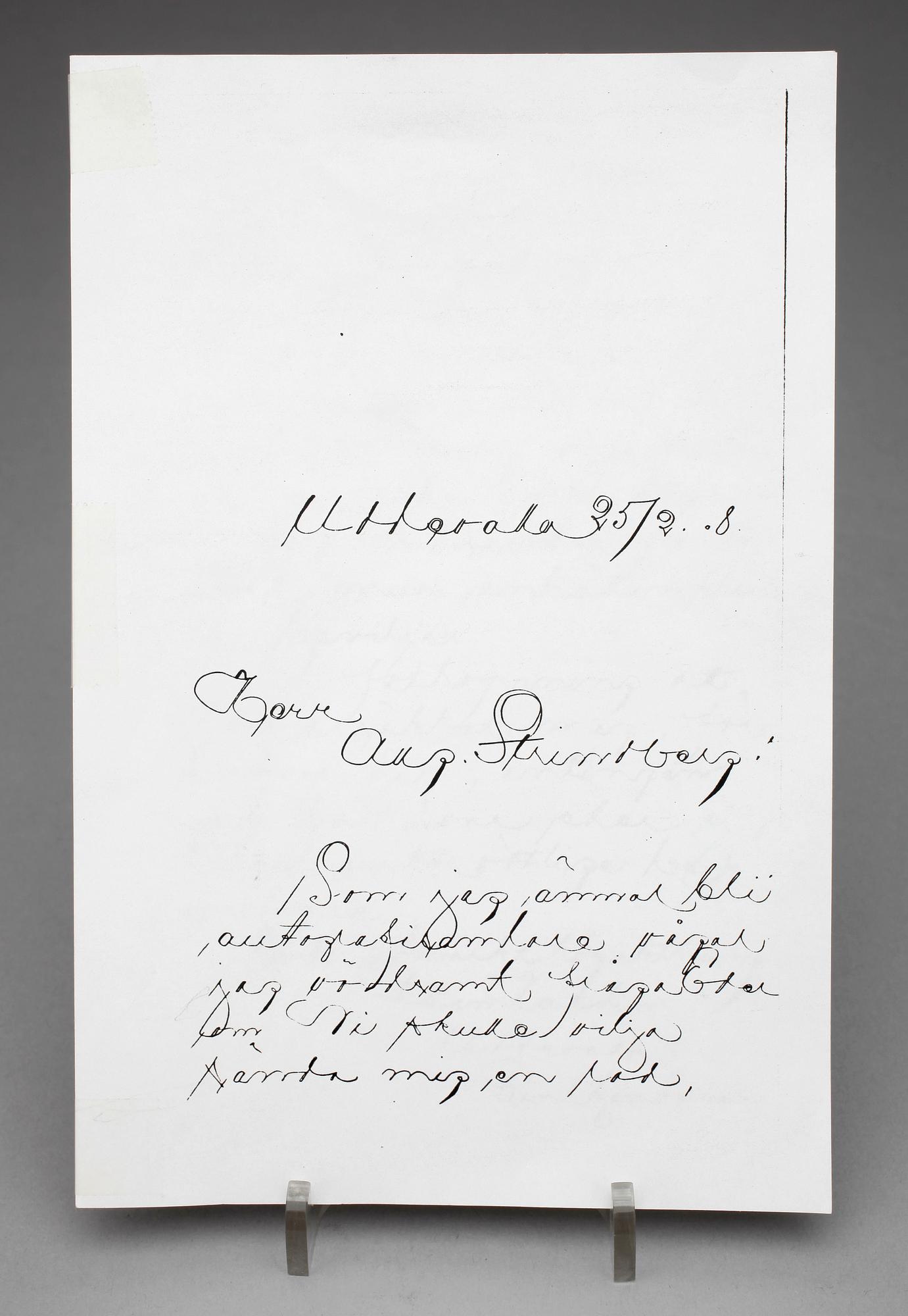 AUGUST STRINDBERG, brevkort, egenhändigt signerat 1902.