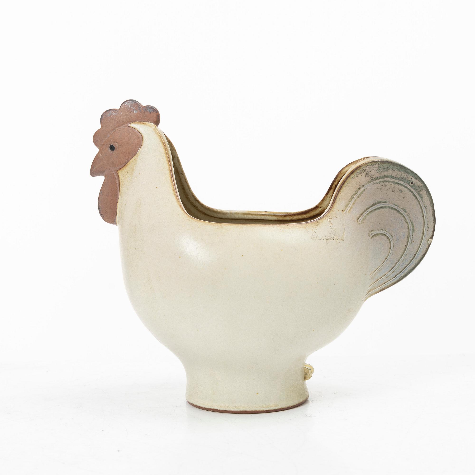 Lisa Larson, ägghöna samt äggkoppar, 6 st, stengods.