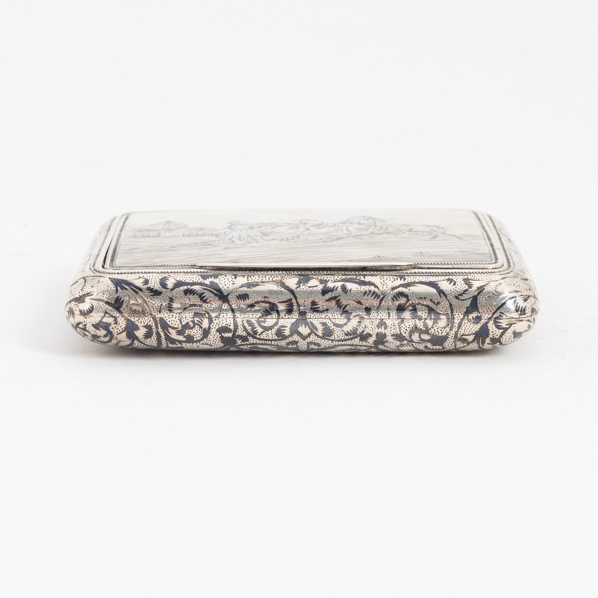 A Russian silver niello box, Moscow 1890.