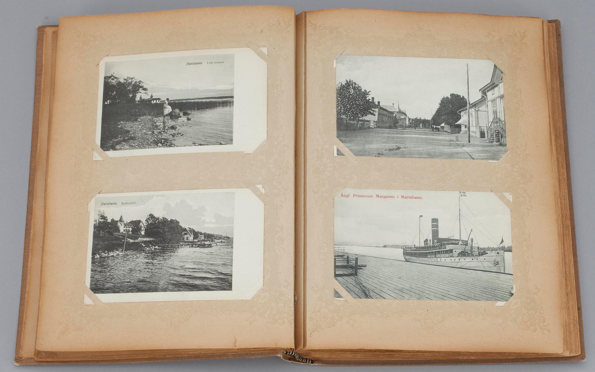 VYKORTSALBUM, ca 168 kort samt FOTOGRAFIER 10 st, motiv från Åland, 1900-talets början.