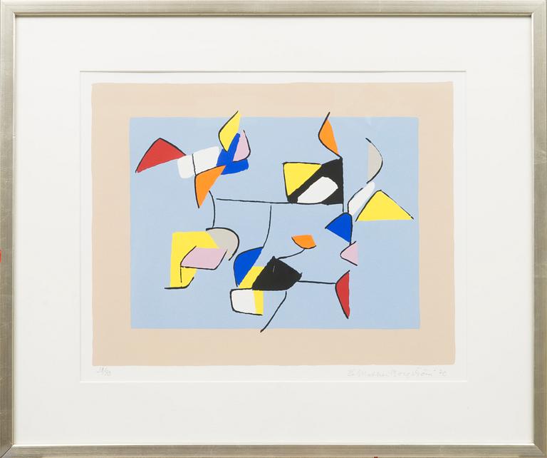 serigraph, signed and dated 70, numbered 38/90.