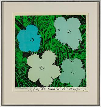Andy Warhol, offset-serigrafi. Signerad med dedikation.