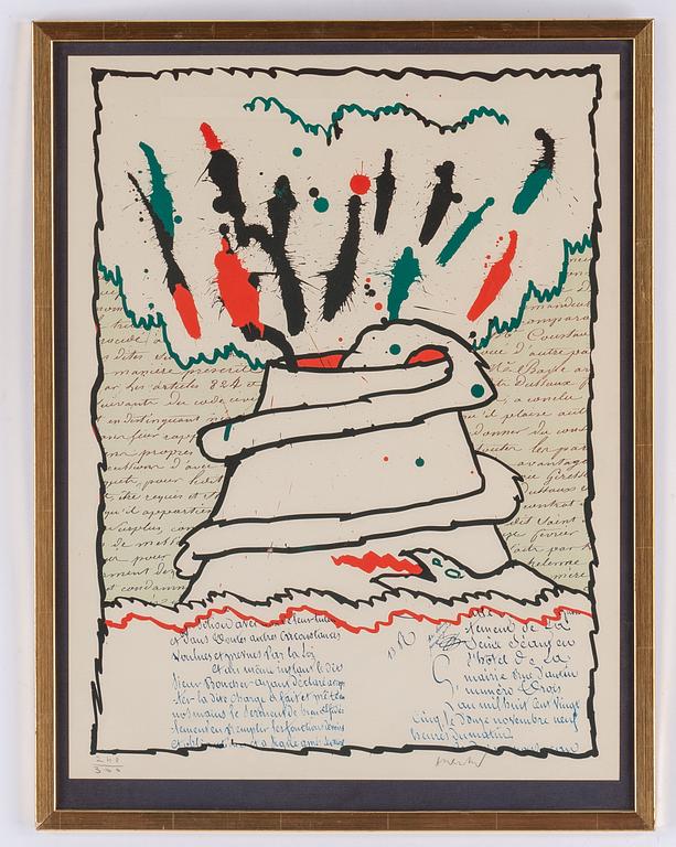 Pierre Alechinsky, färglitografi, signerad och numrerad 240/300.