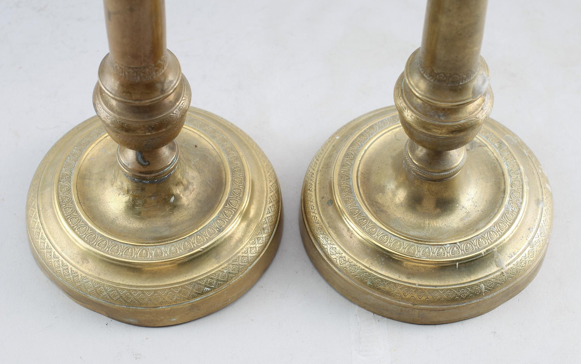 LJUSSTAKAR, 1 par, senempire, brons, 1800-talets första hälft.