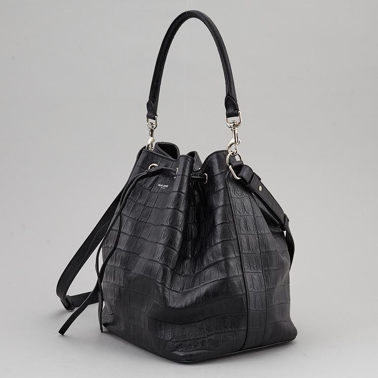 YVES SAINT LAURENT, a black leather 'Emmanuelle' bag.