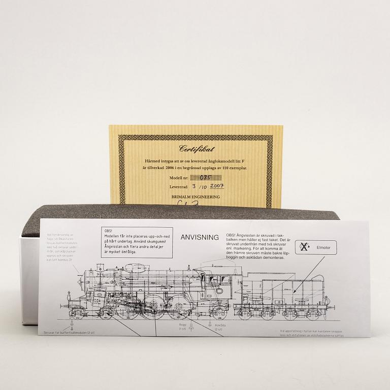 A locomotive model litt F, from Brimalm, numbered 85/110.