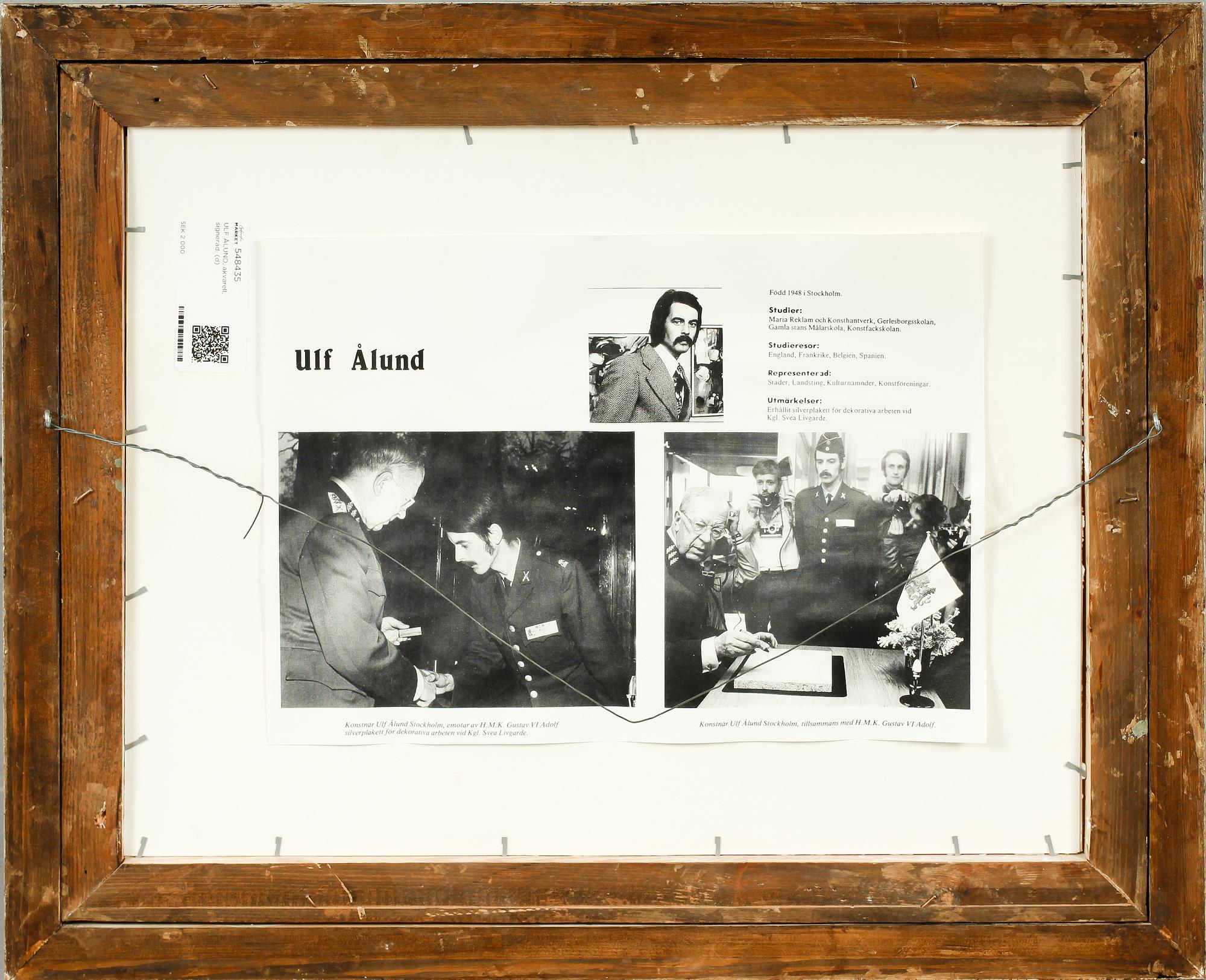 ULF ÅLUND, akvarell, signerad.