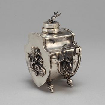 A Russian 19th century silver ink-stand, unidentified, Moscow 1873.  unidentified maker's mark, assayer Viktor Savinkov.