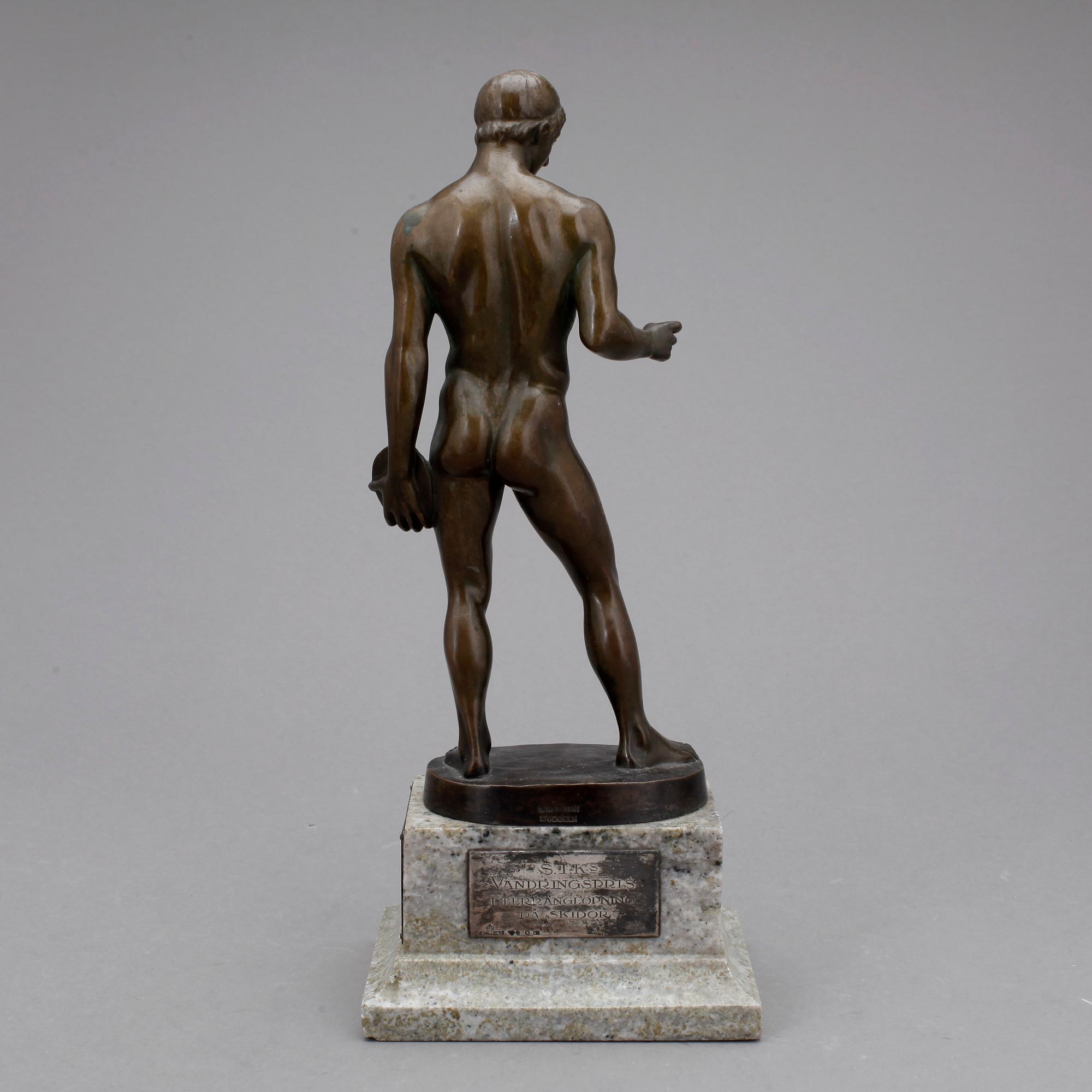 OKÄND KONSTNÄR, skulptur, brons. Gjutarmärkt Herman Bergmans gjuteri. 1900-talets första hälft.