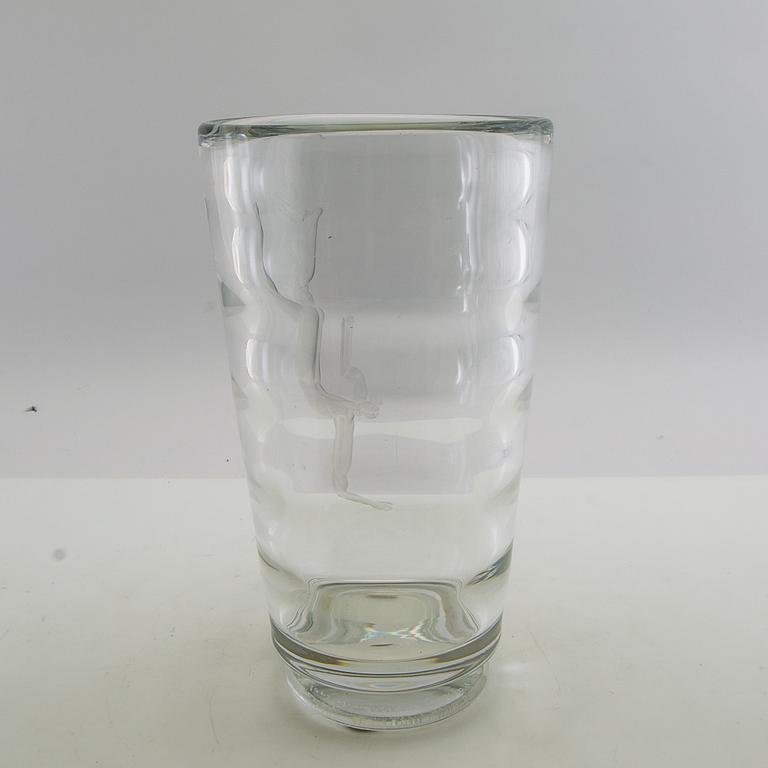 Vicke Lindstrand, vase, glass, "Pearl Fisher", Orrefors, 1930s.
