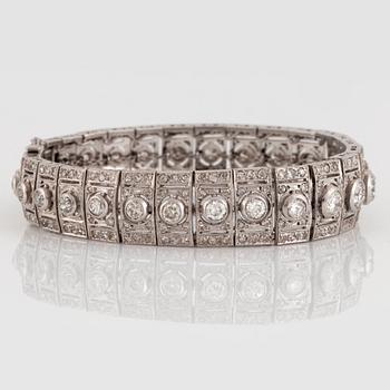 A platinum bracelet set with old- and eight-cut diamonds.