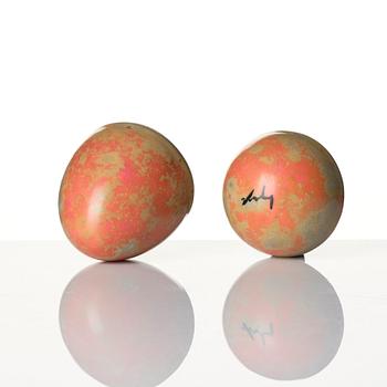 Hans Hedberg, a faience sculpture of an egg, two-part, Biot, France.