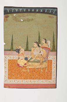 Two paintings by unknown artist, ink and color on paper. India, 19th Century.