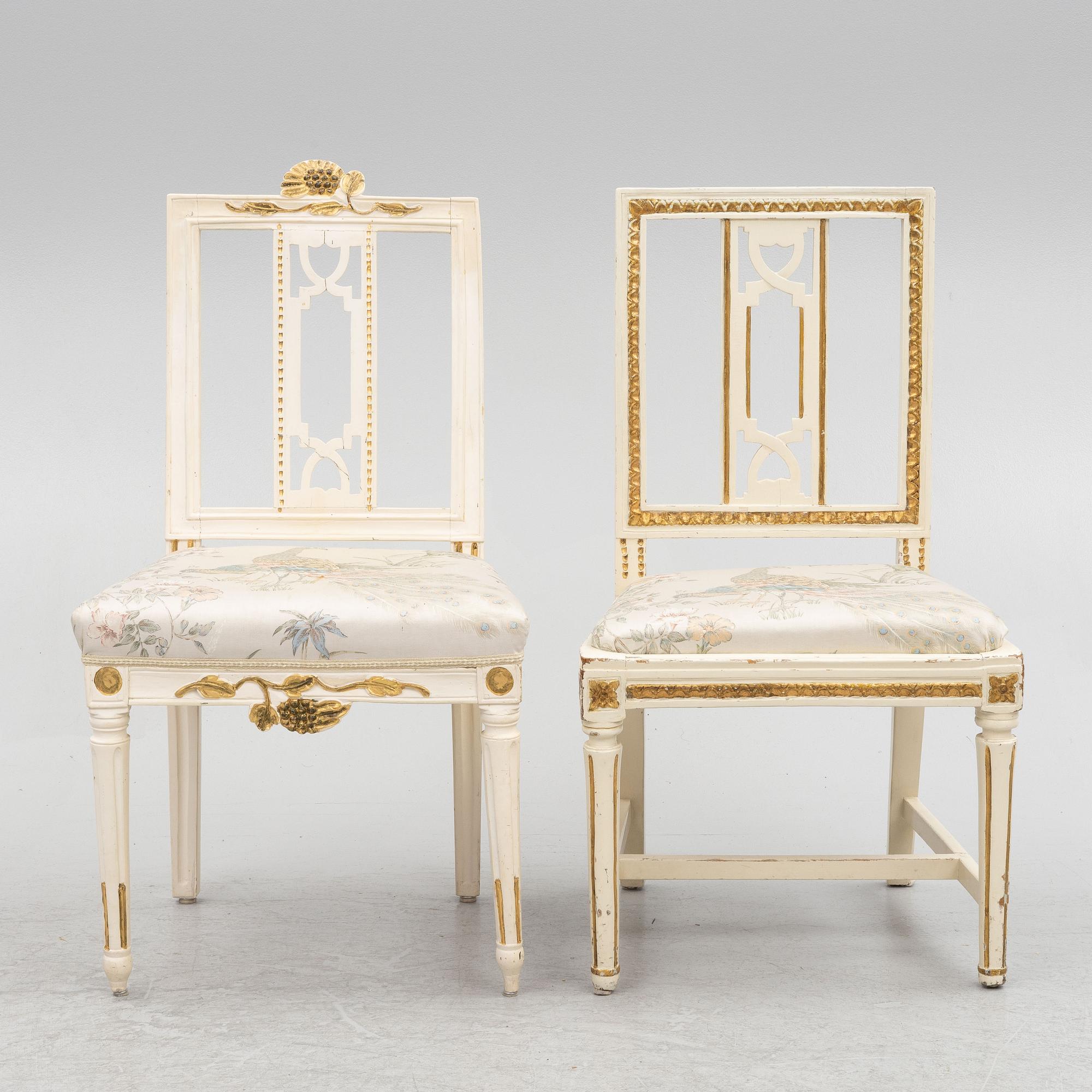 Two Gustavian chairs, end of the 18th century.
