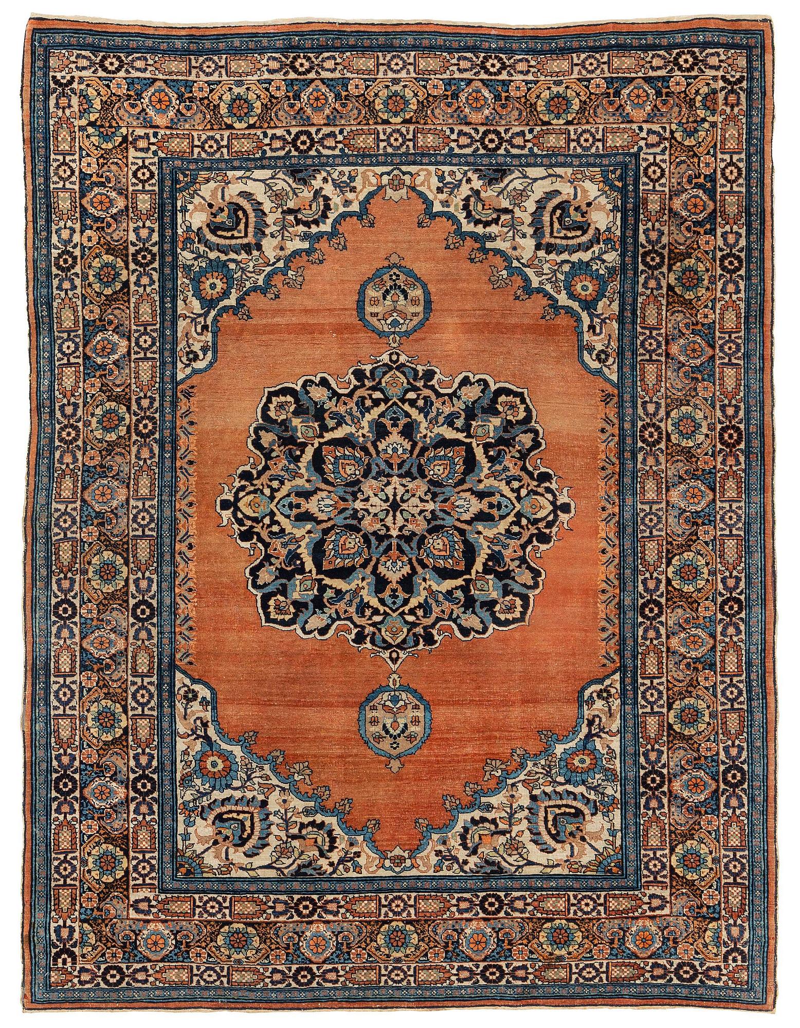 An antique 'Haj Jalili' Tabriz carpet, Northwest Persia, c. 185 x 141 cm.
