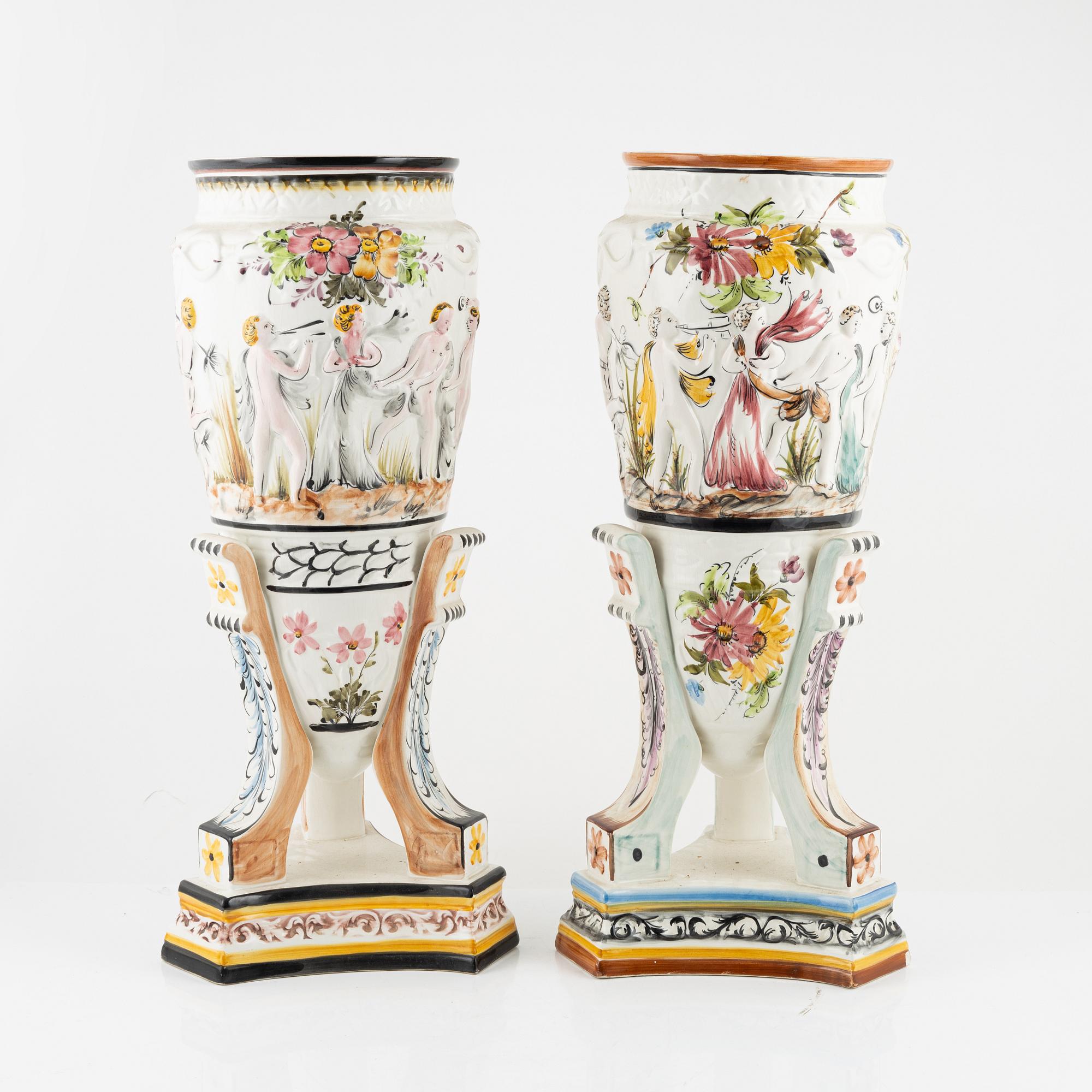 A pair of urns, Safaril, Portugal, mid 20th Century.