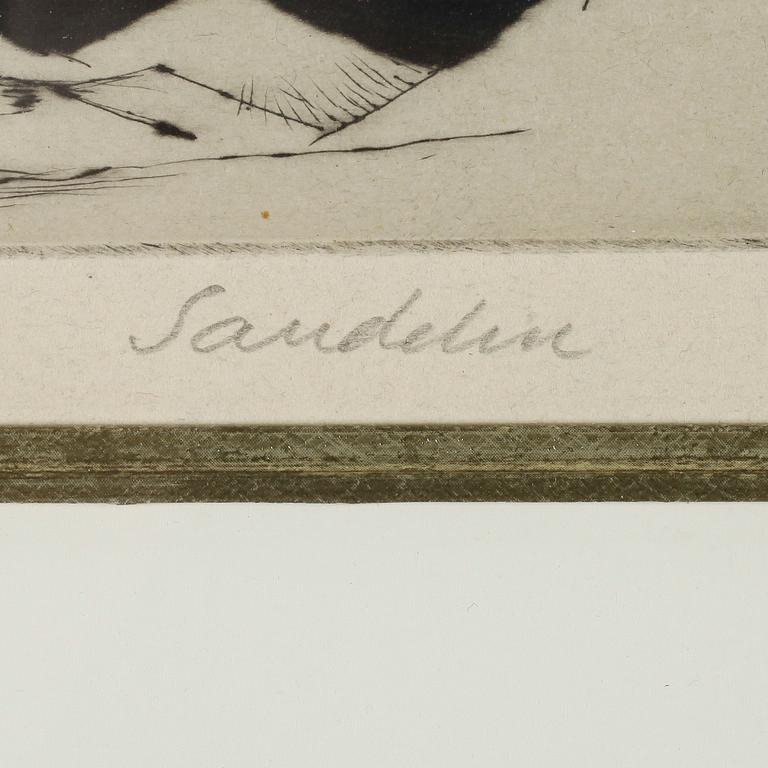 BÖRJE SANDELIN, 2 st, etsningar, signerade och numrerad 19/40 respektive märkt "Tredje avdraget".