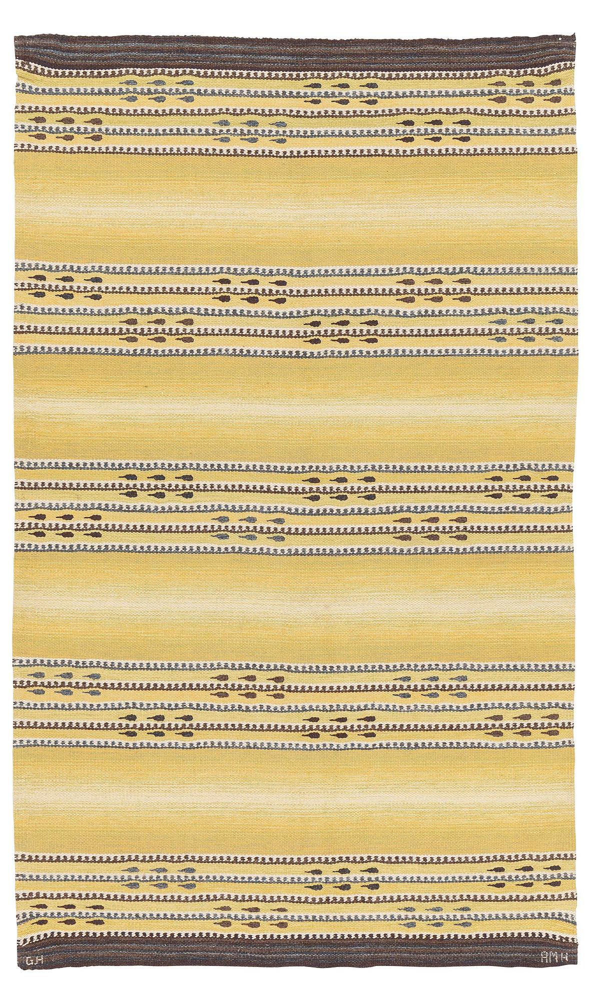 Anna Maria Hoke, a carpet, tapestry weave, c. 267 x 160 cm, signed GH AMH.