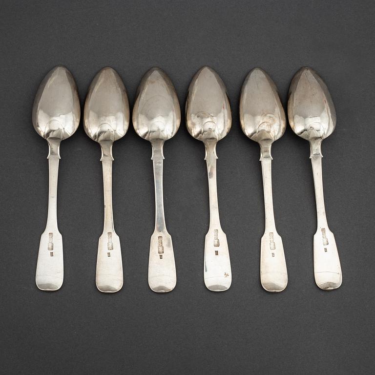 6 russian silver spoons, S:t Petersburg 1846.