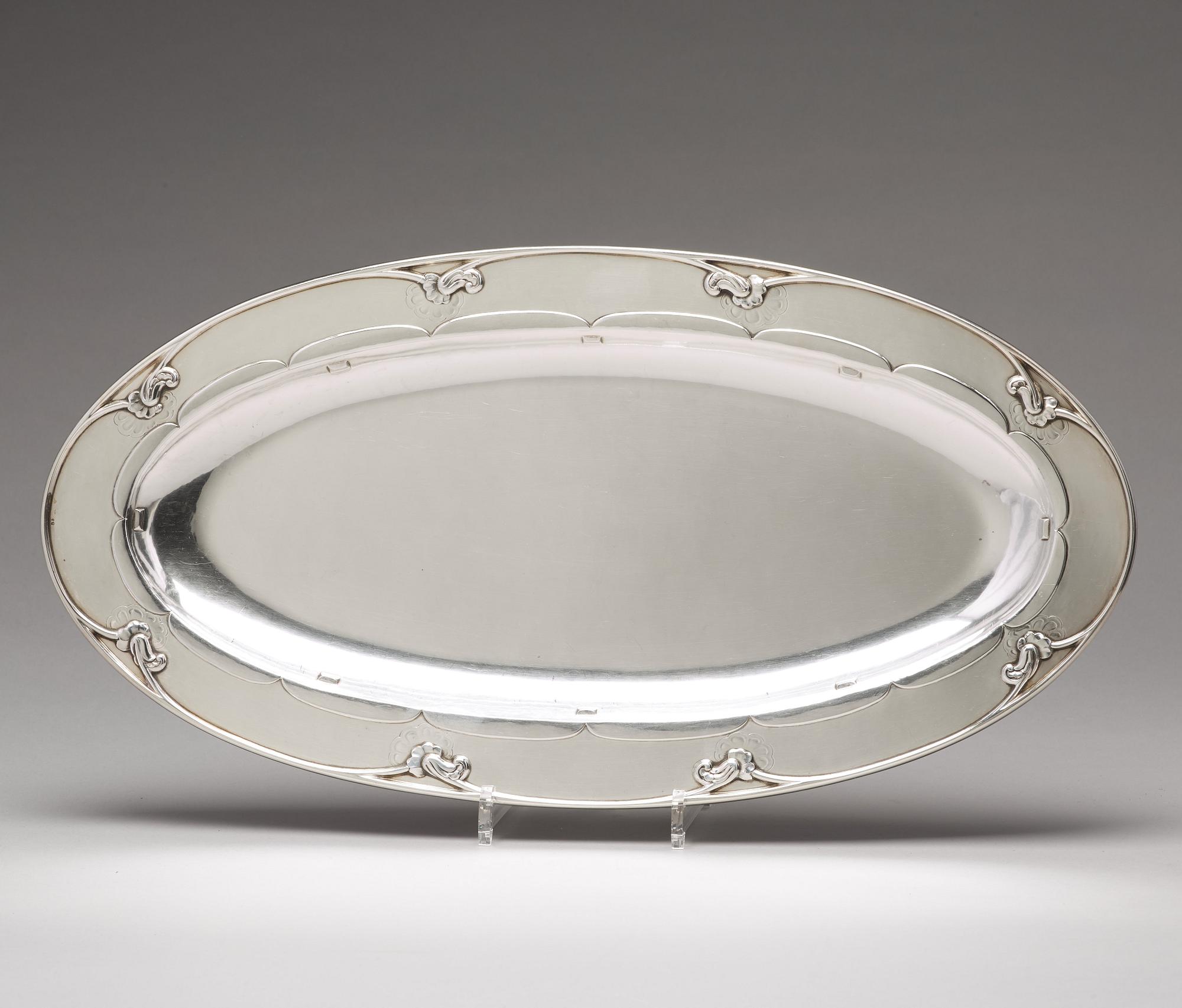 Georg Jensen, an 830/1000 silver fish serving platter, Copenhagen 1918, Swedish import marks, design nr 206.