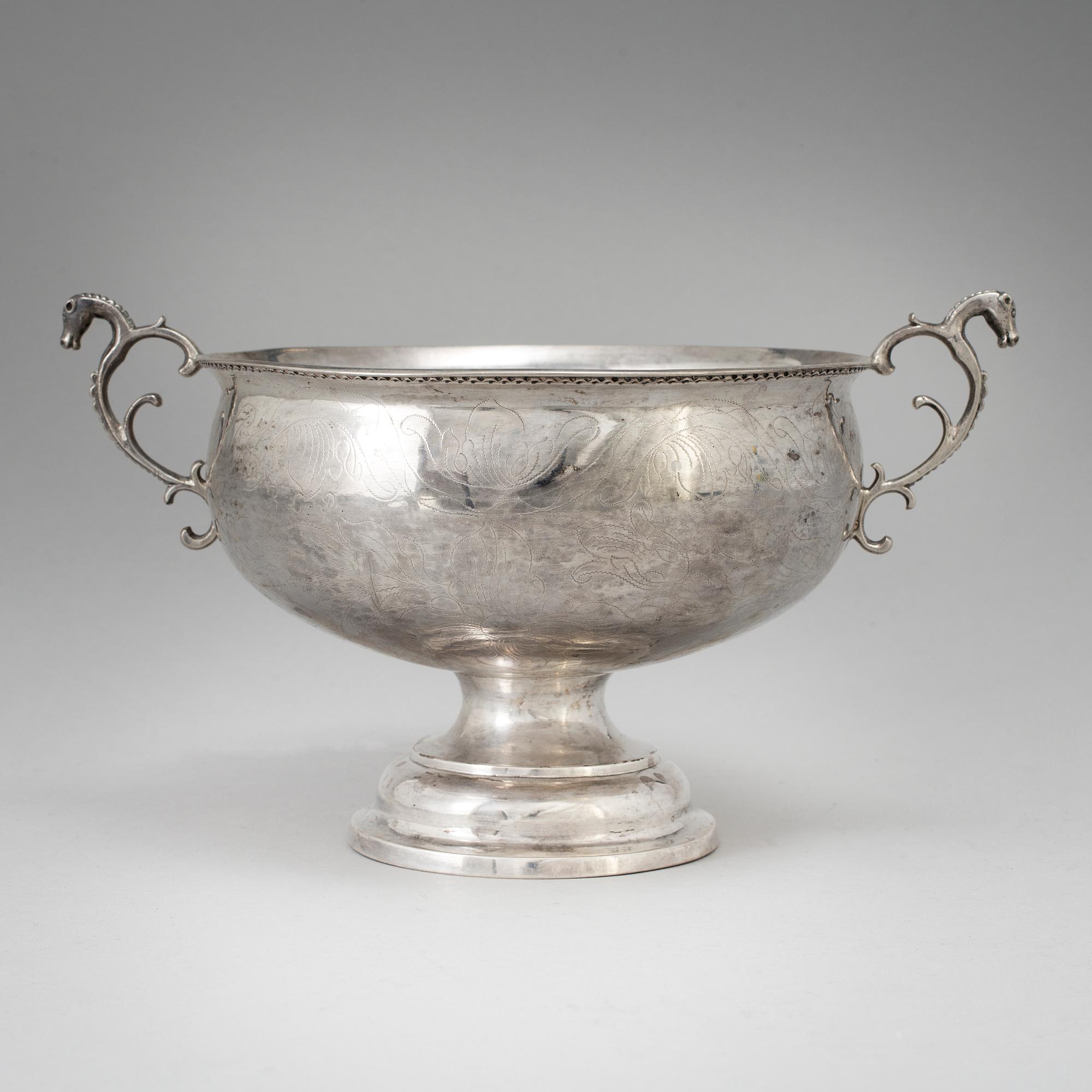 CHRISTOPHER BAUMAN, Hudiksvall 1788. Brännvinsskål, silver.