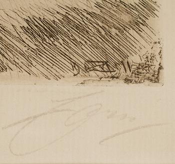 ANDERS ZORN, etsning, signerad, i plåten signerad o daterad 1911.