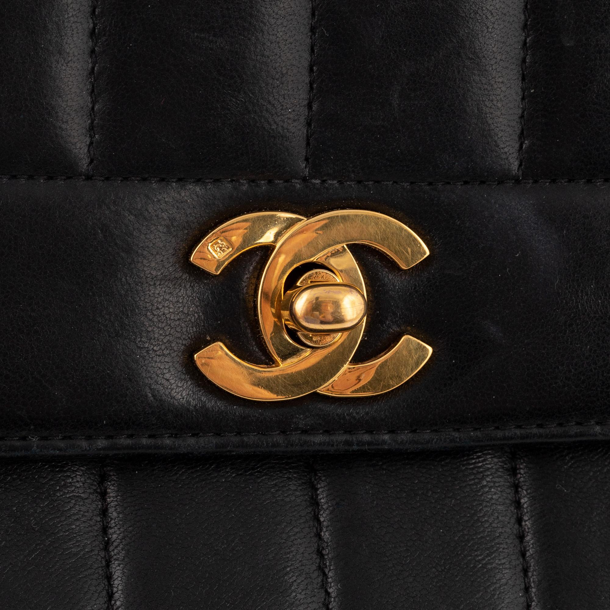 Chanel,  A black leather 'Mademoiselle' Classic Single Flap.