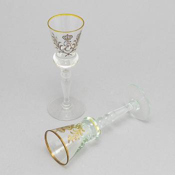 Twelve schnaps glasses, presumably from Reijmyre, 20th century.