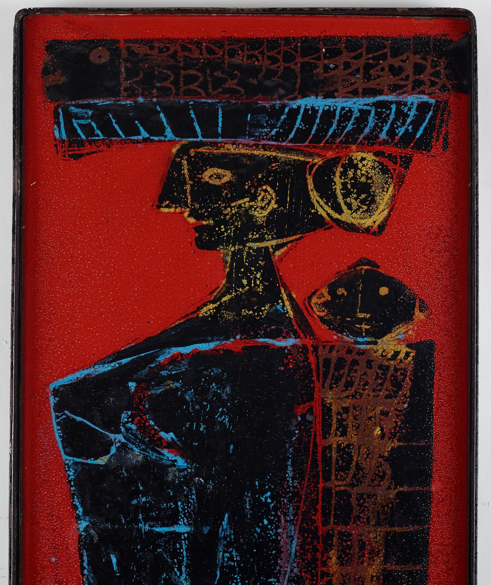 Stig Lindberg, an enamel panel for Gustavsberg, Sweden 1950's.