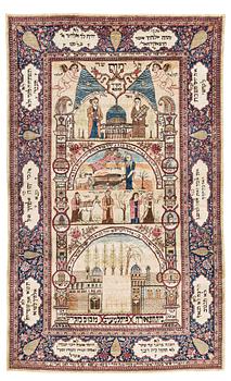 978. SEMI-ANTIQUE KASHAN FIGURAL PART SILK. 224,5 x 140,5 cm.