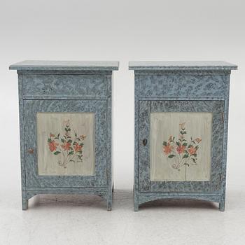 A matched pair of bedside tables, 20th century.