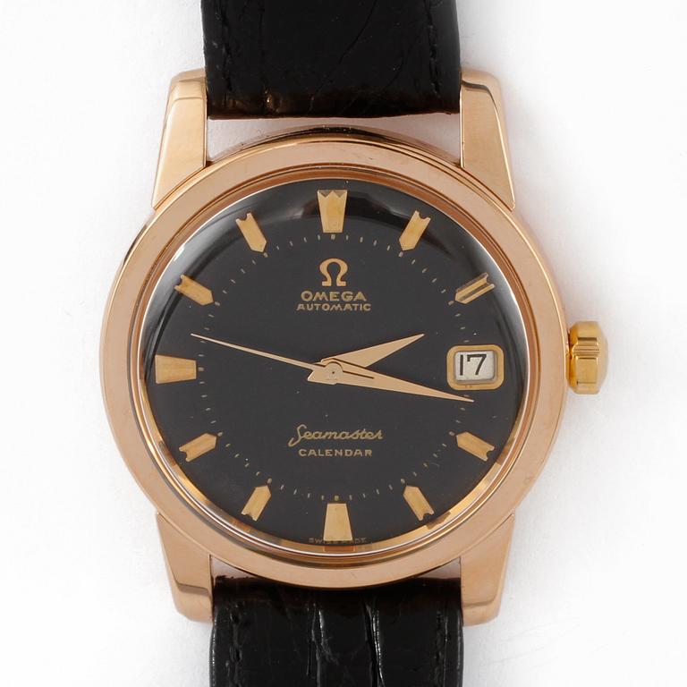 HERRARMBANDSUR, 18k rosa guld, Omega, Seamaster Calendar, 1954.